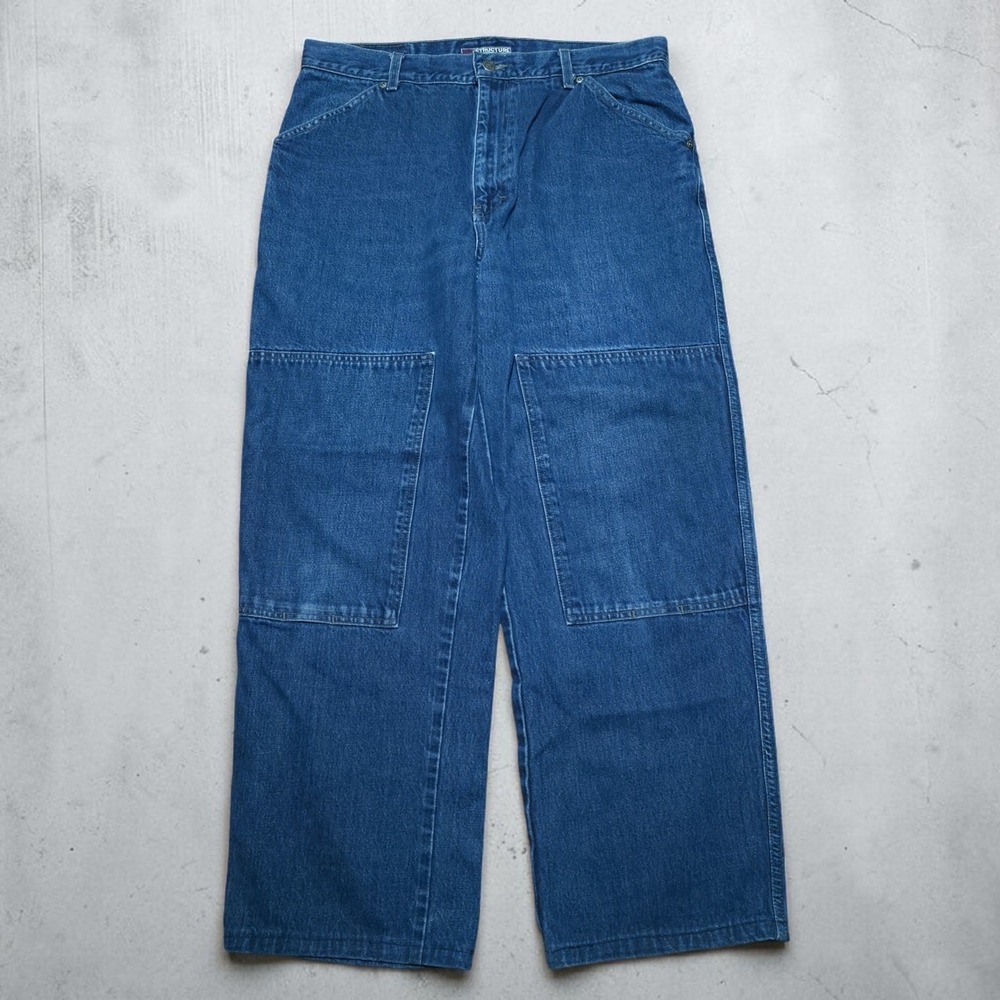 Vintage Double Knee Y2K Carpenter Jeans Mens Size *Fits 35 x 28 Blue Denim Pants